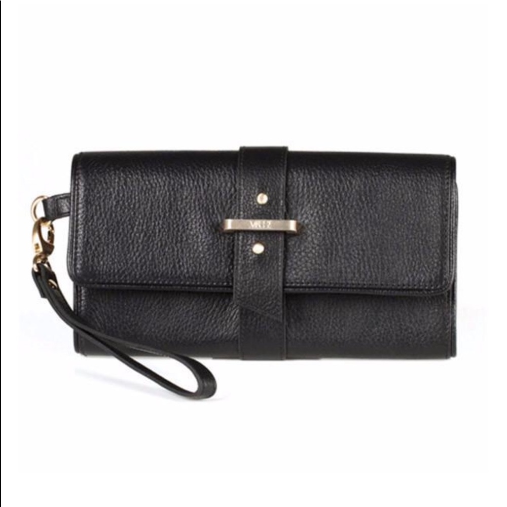 NWT BY MASSI THE BACIO LEATHER WALLET/CLUTCH-BLACK